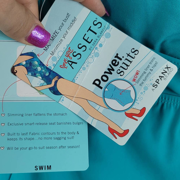 Spanx Love Your Assets Sara Blakley Turquoise Tie Summer Swim Dress M NWT - Picture 5 of 7